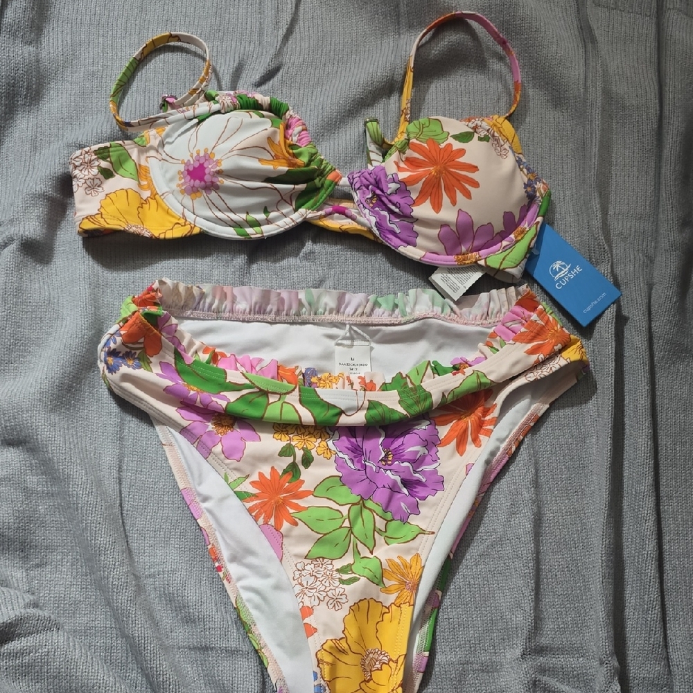 Cupshe Floral Bikini - Multicolor